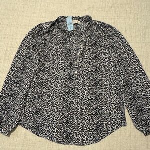 Loft | Petites Long Sleeve Blouse Cheetah Print | Size XSP